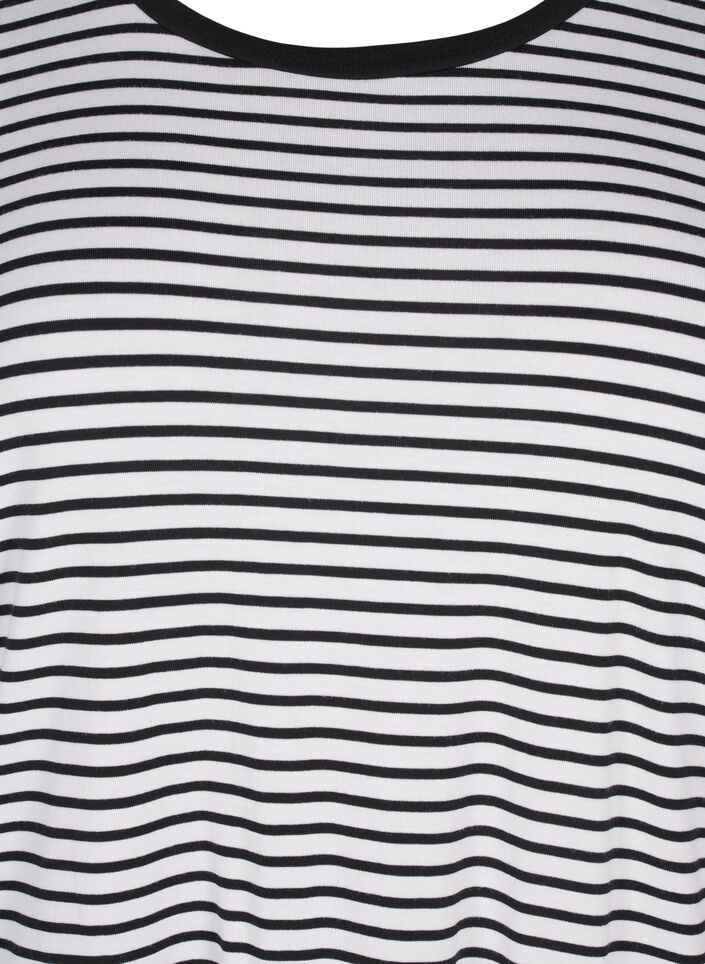 Stribet t-shirt i lyocell med rund hals, Sort, Packshot image number 2