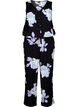 Ærmeløs jumpsuit i viskose, Black Big Flower AOP, Packshot image number 0