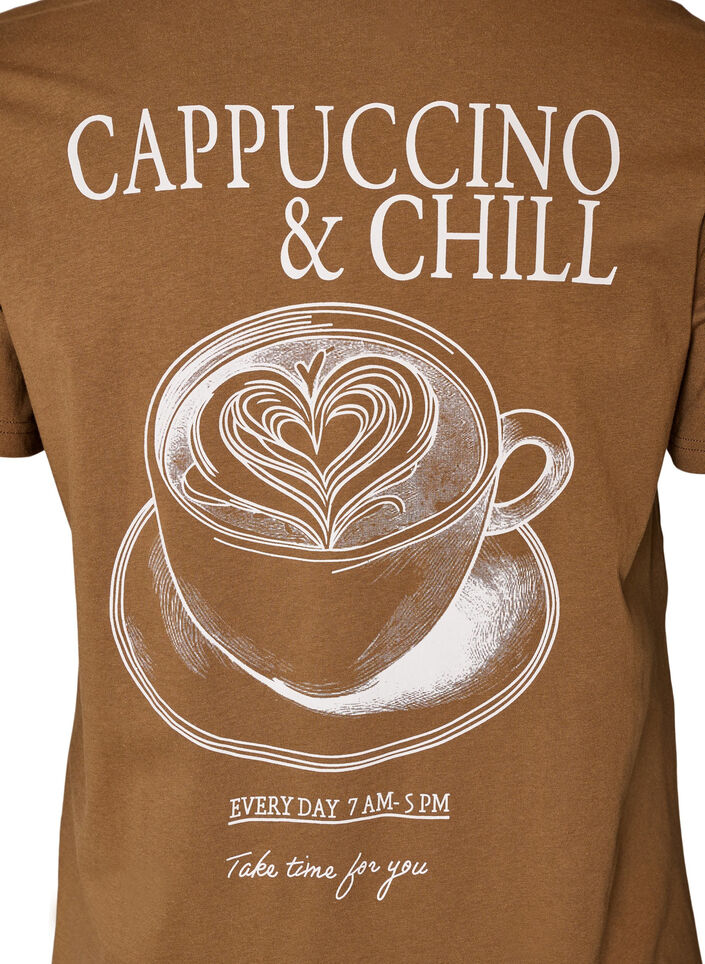 Bomulds T-shirt med print, Brun, Packshot image number 3