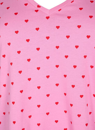 Bomulds t-shirt med hjerter, Rosebloom AOP, Packshot image number 2
