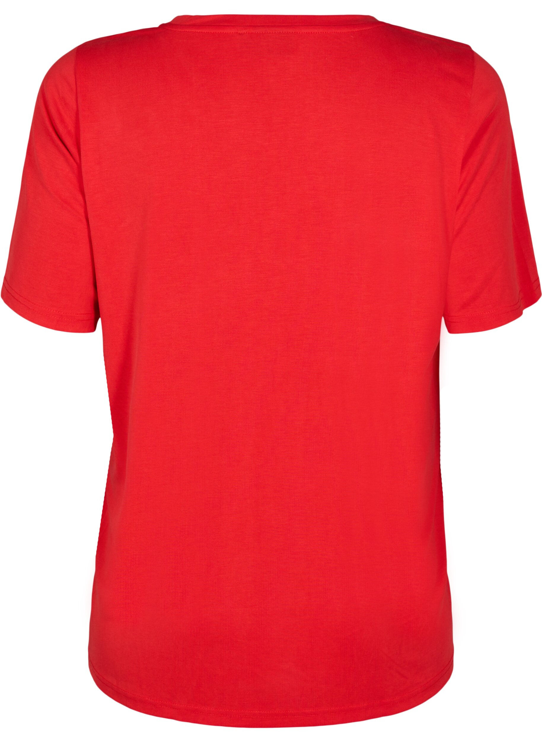 Zizzi T-shirt i TENCEL&trade; Modal med rund hals, R&oslash;d, Packshot image number 1