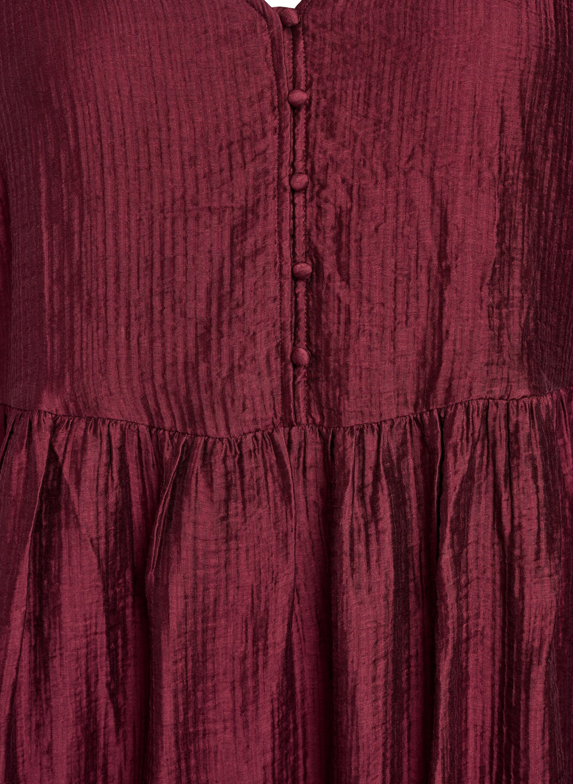 Zizzi Kort kjole med struktur og korte ballon&aelig;rmer, R&oslash;d, Packshot image number 2