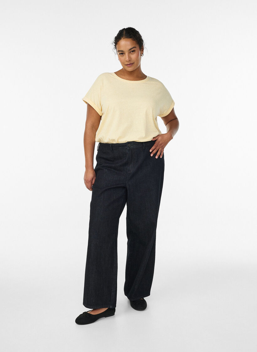 Meleret t-shirt med korte &aelig;rmer, Gul, Model image number 1