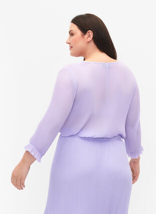 Plisseret bluse med 3/4 ærmer, Lavender, Model image number 1