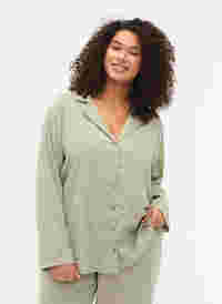 Bomuldsskjorte med struktur, Seagrass , Model