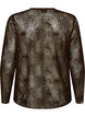 Meshbluse med blomster og pailletter, Brun, Packshot image number 1