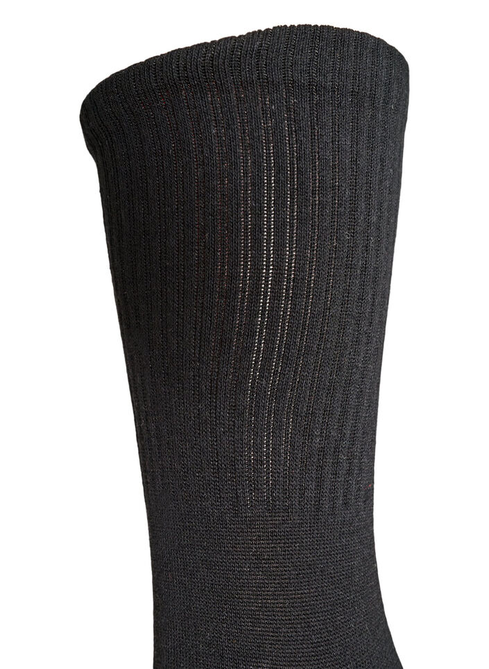 Bomuldsstr&oslash;mpe i ribstrik, Sort, Packshot image number 2