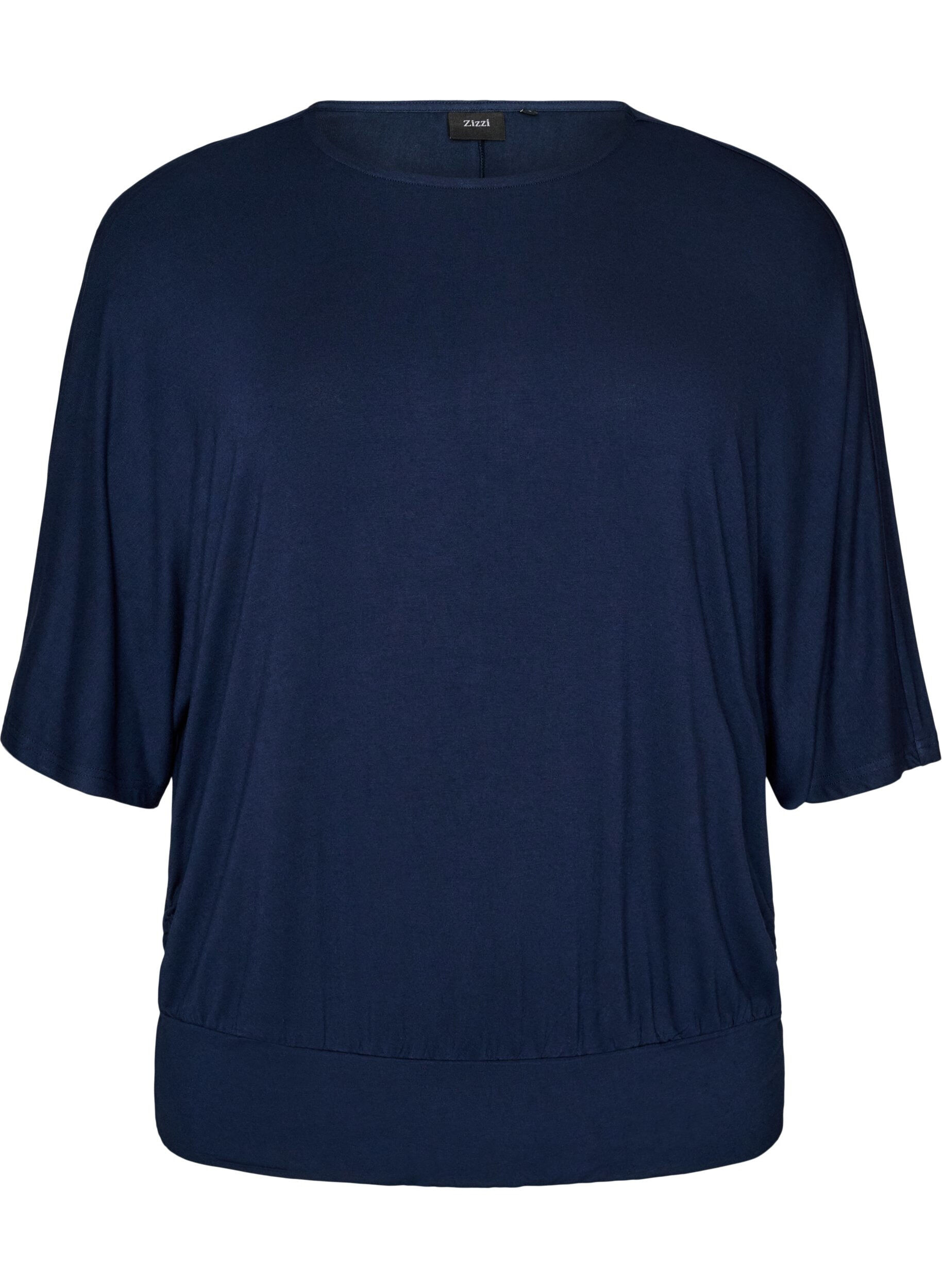 ZizziJerseybluse med albuelange &aelig;rmer og balloneffekt, Bl&aring;, Packshot image number 0