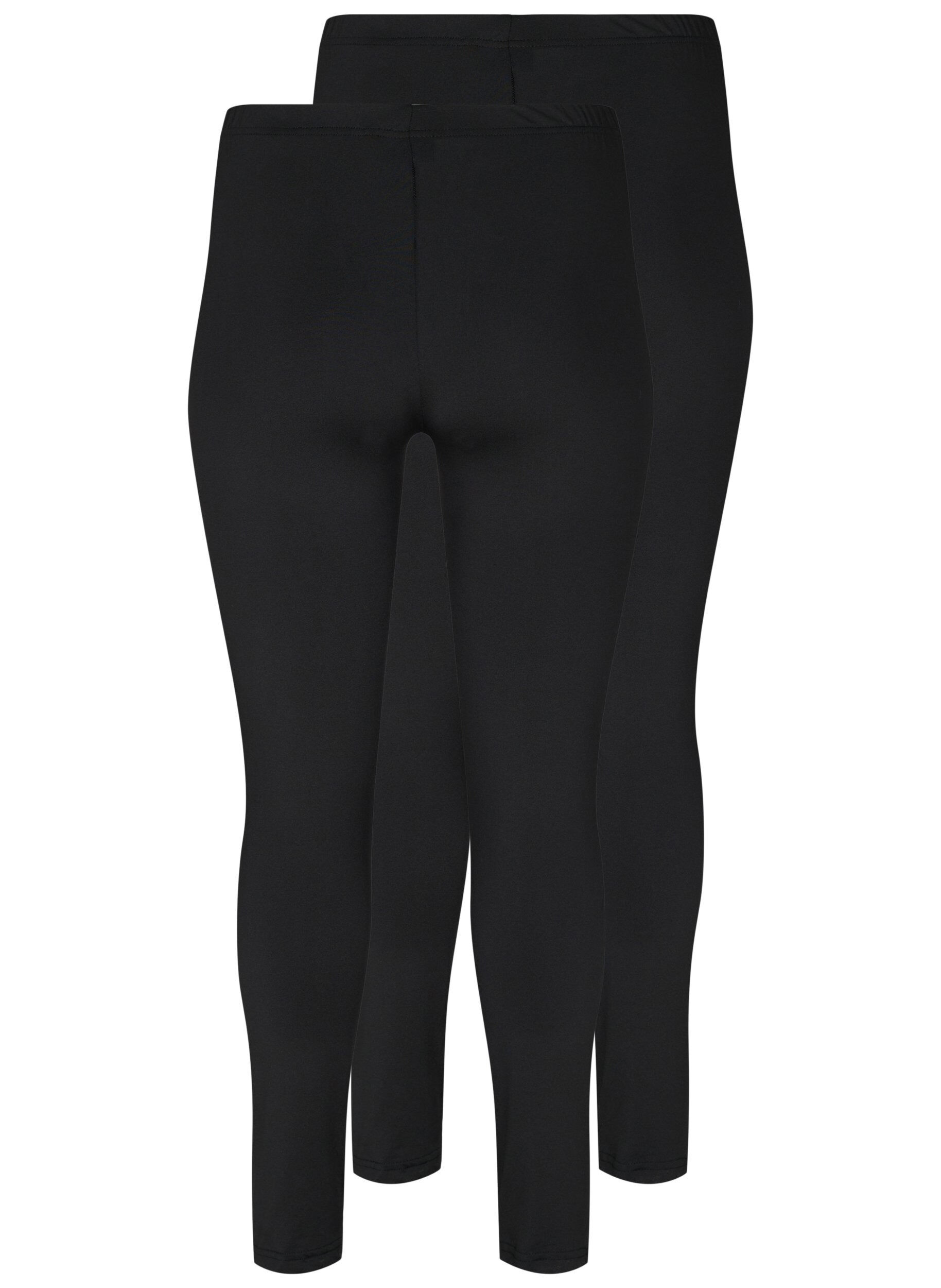 Zizzi 2-pak basis leggings , Sort, Packshot image number 1