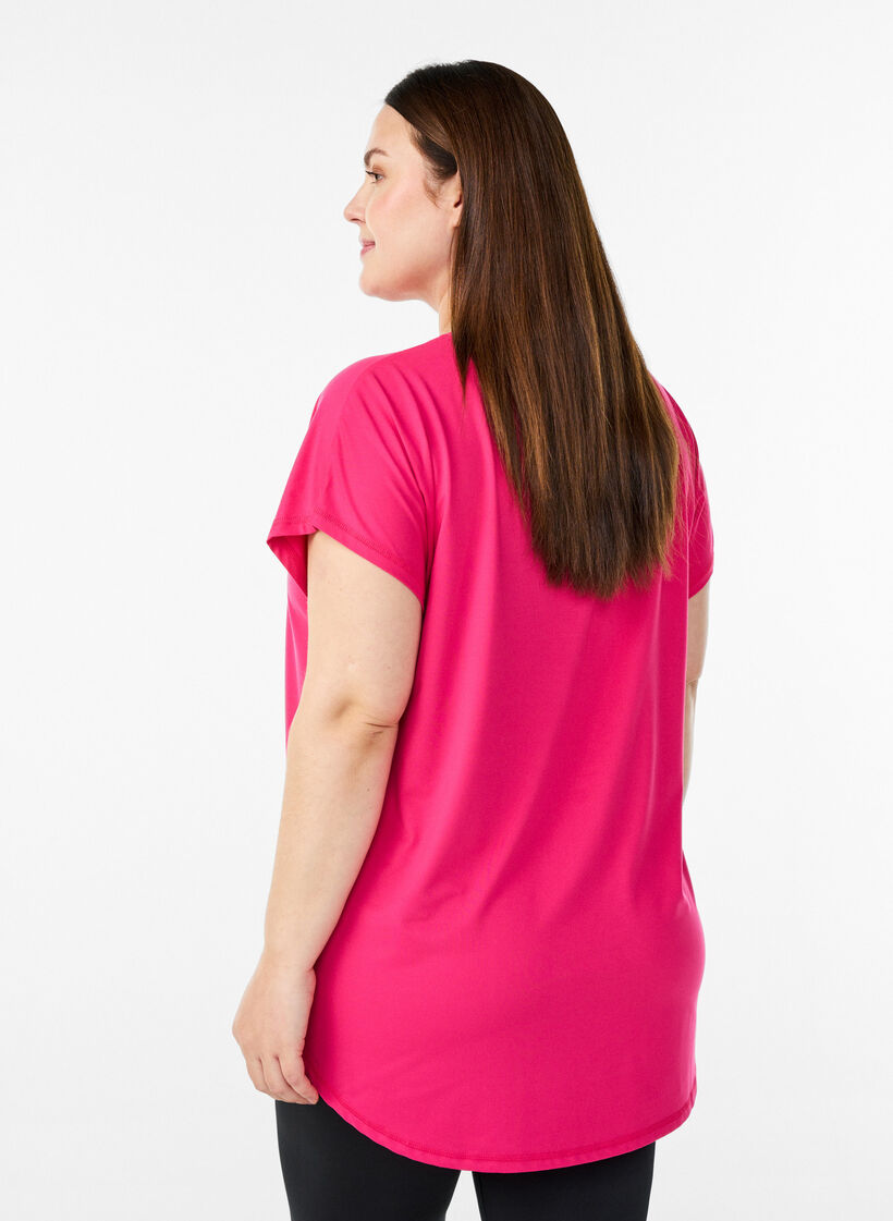 Kort&aelig;rmet tr&aelig;nings t-shirt med v-hals, Lyser&oslash;d, Model image number 2