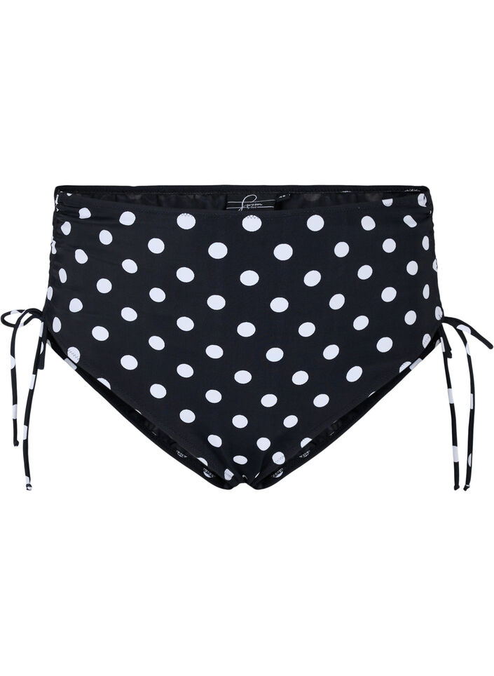 Printet bikini underdel med høj talje, Dotted Print, Packshot image number 0