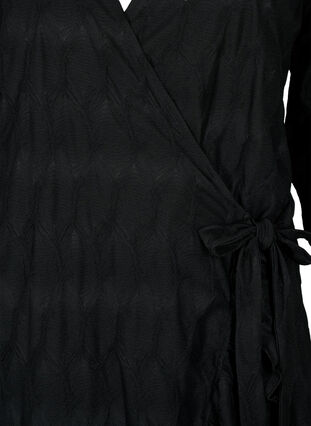 FLASH - Wrap kjole med 3/4 ærmer, Black, Packshot image number 2