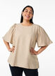 Bluse med korte, vide ærmer, Beige, Model image number 0