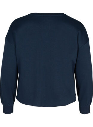 Cropped sweatshirt med rund hals, Navy Blazer, Packshot image number 1