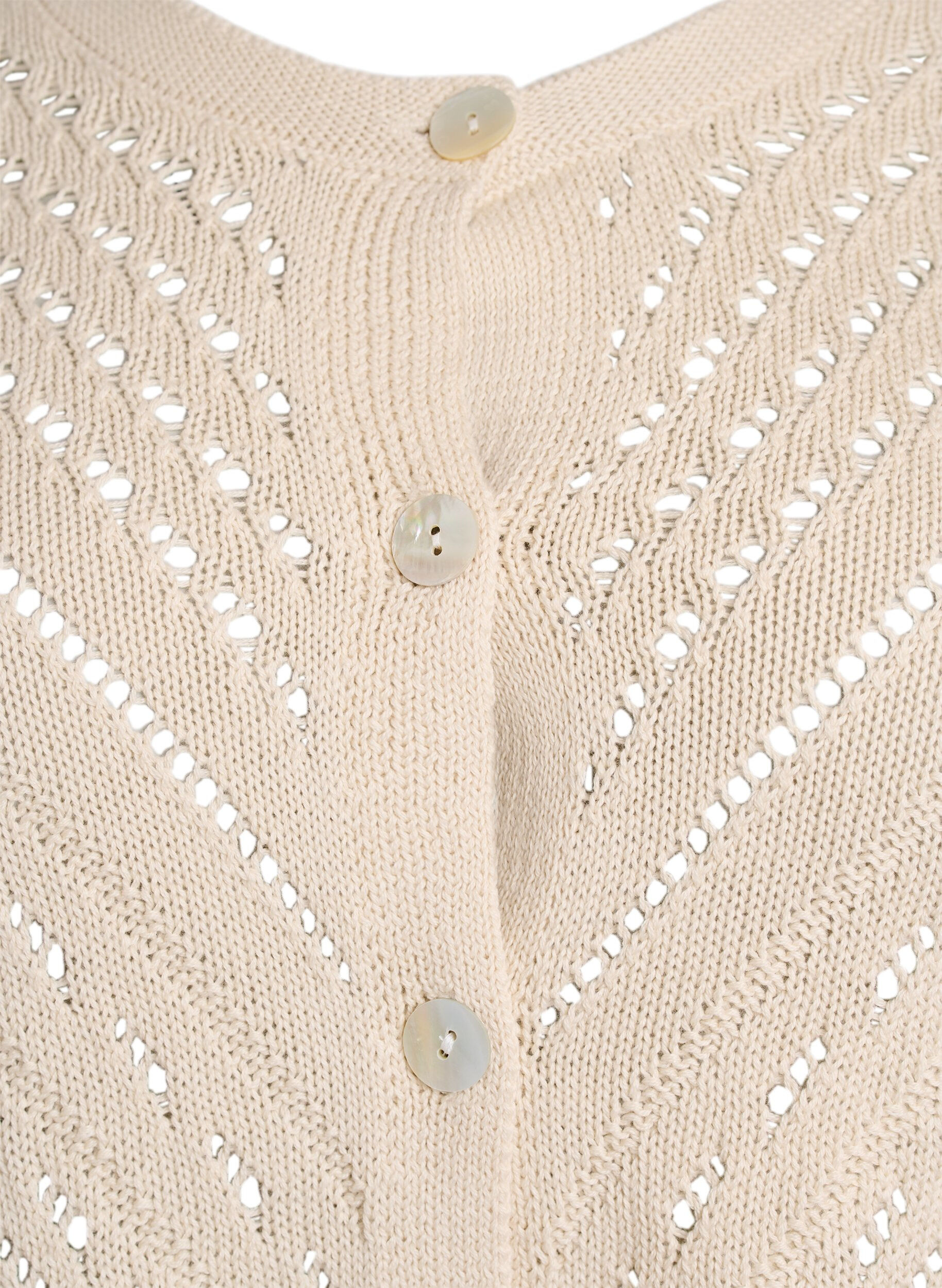 Zizzi Kort strikcardigan med hulm&oslash;nster, Sandshell, Packshot image number 2