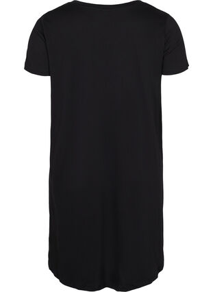 Kortærmet bomulds natkjole med print, Black GOOD, Packshot image number 1