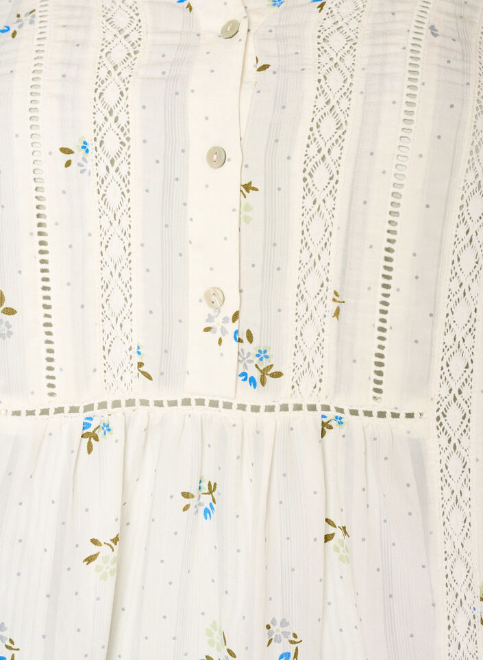 Kort viskosekjole med blondeb&aring;nd og a-snit, Vanilla, Packshot image number 2