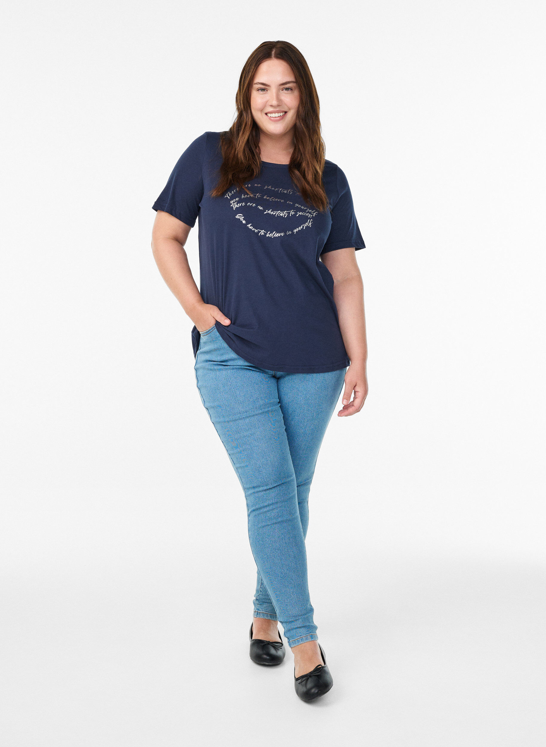ZizziT-shirt med motiv, Bl&aring;, Model image number 1