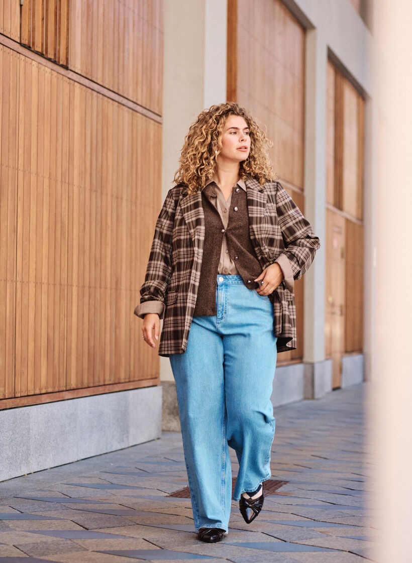 Wide leg jeans med h&oslash;j talje, Bl&aring;, Image
