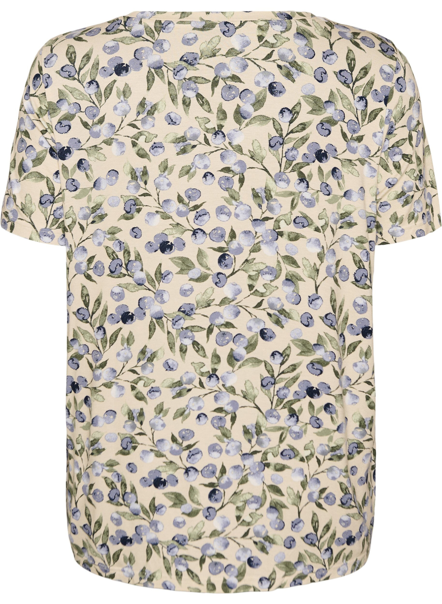 Zizzi T-shirt med blomsterprint, Vanilla, Packshot image number 1