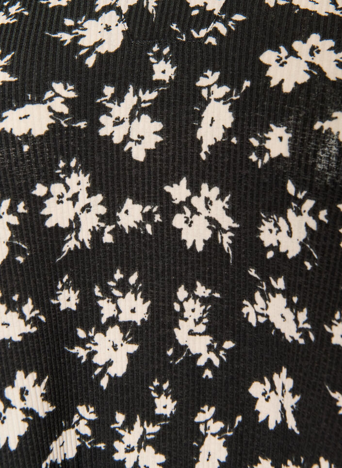 Kort jerseykjole med all-over print og A-form, Sort, Packshot image number 2
