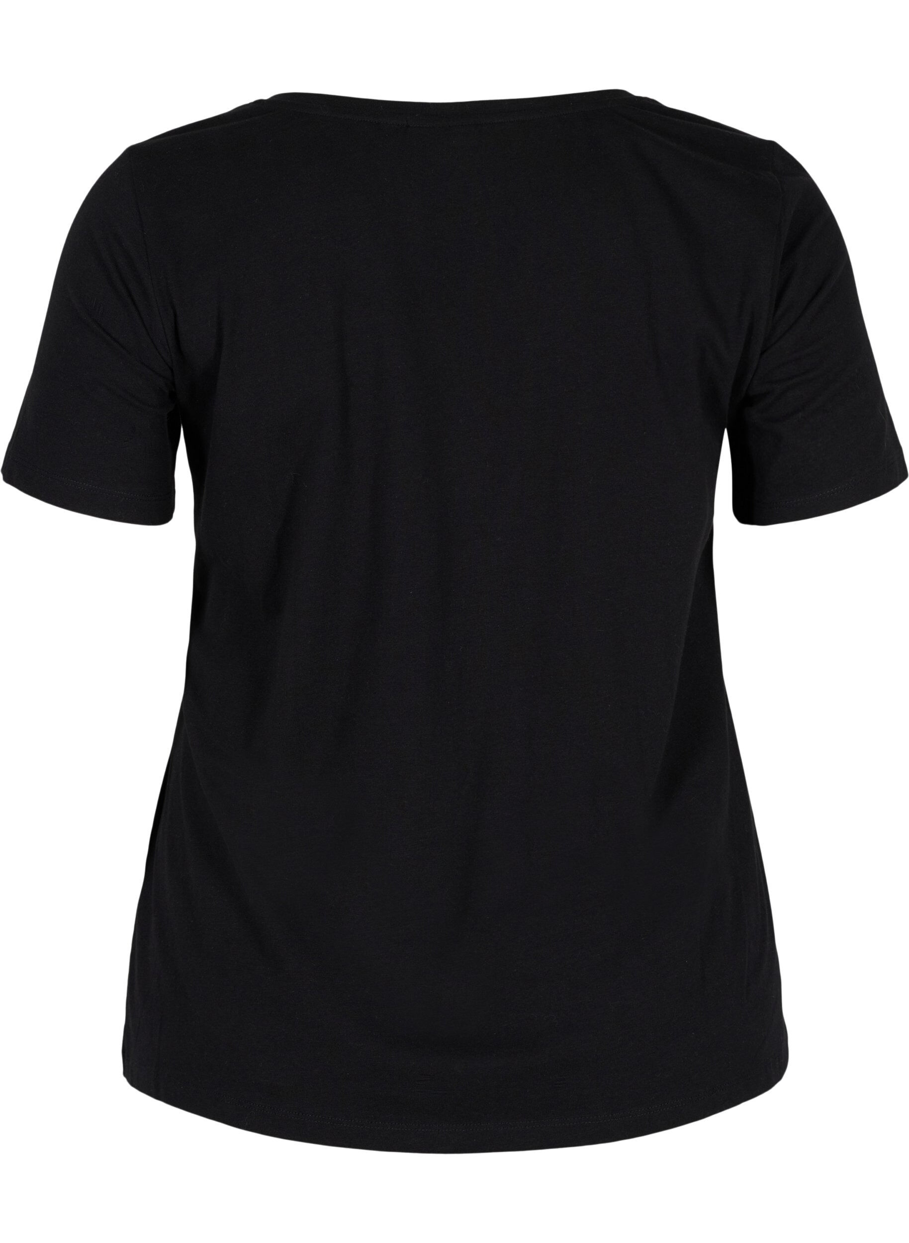 Zizzi Basis t-shirt med v-hals, Sort, Packshot image number 1