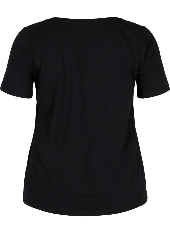 Basis t-shirt med v-hals, Sort, Packshot image number 1