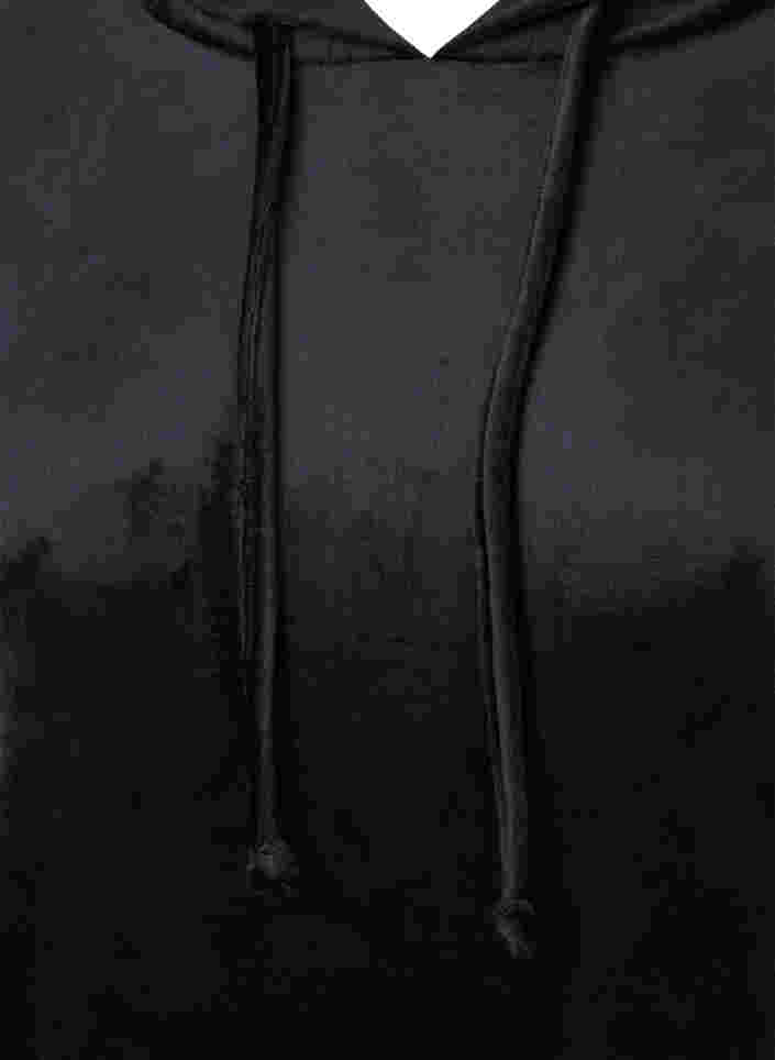 Velour sweatkjole med hætte, Black, Packshot image number 2