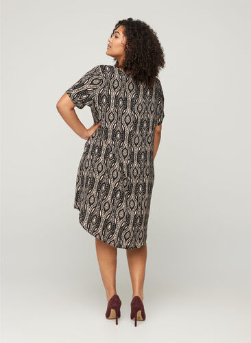 Printet kjole med korte ærmer, Graphic AOP, Model image number 1