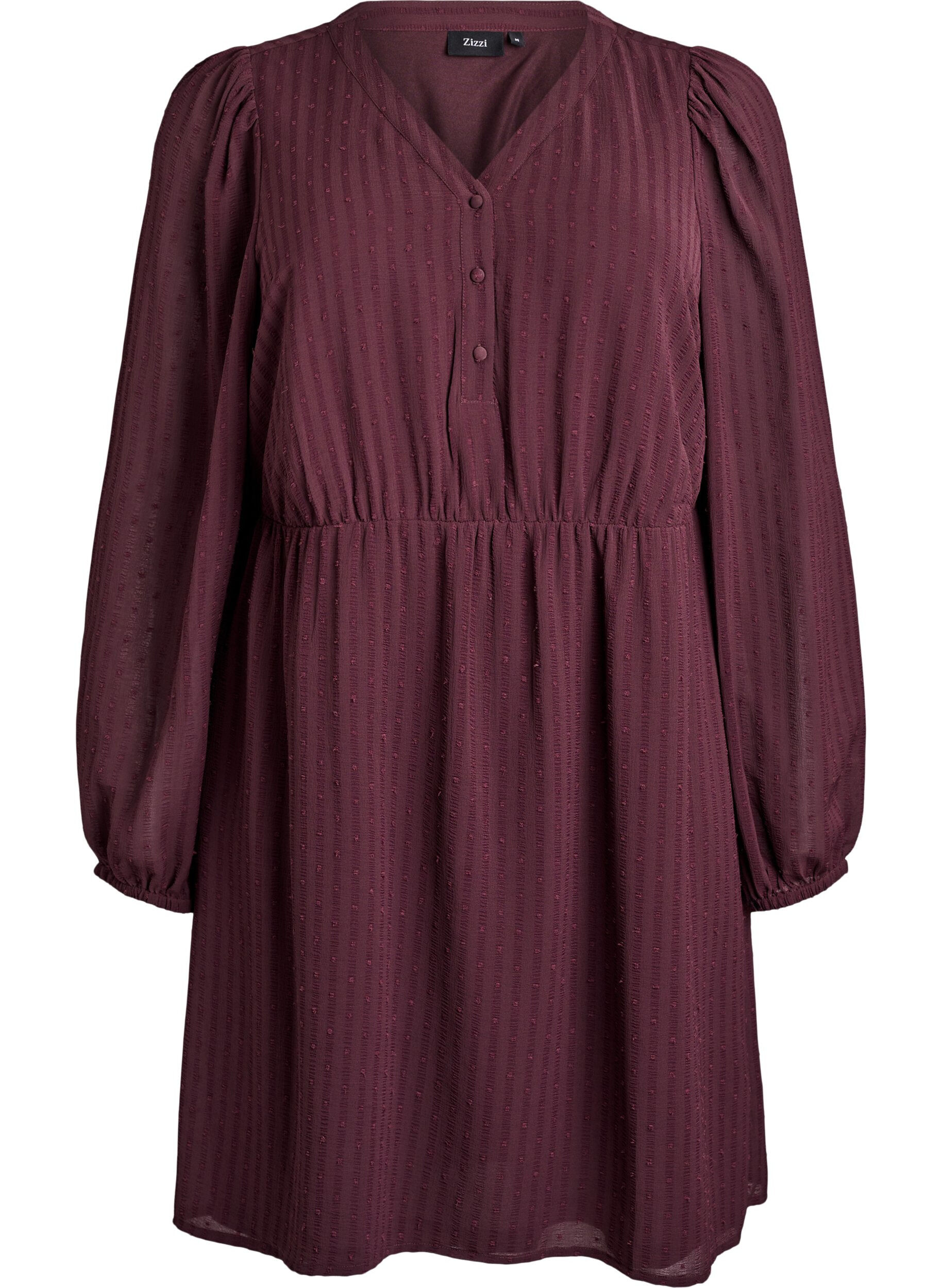 Kort kjole med tone-i-tone striber og prikstruktur