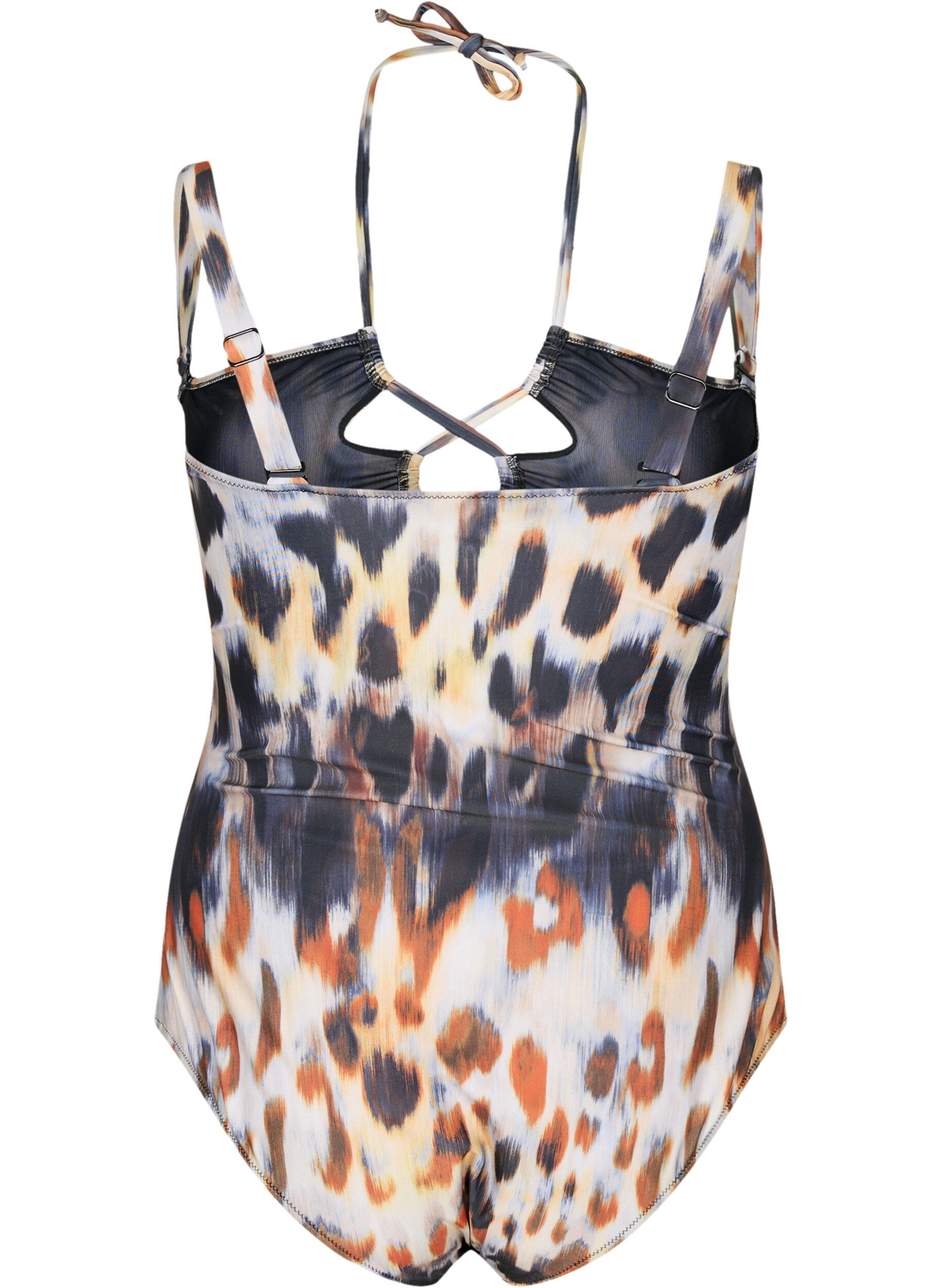 ZizziPrintet badedragt med aftagelige stropper, Abstract Leopard, Packshot image number 1