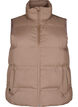 Kort puffervest med h&oslash;j krave, Brun, Packshot image number 0