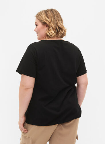 Kortærmet bomulds t-shirt, Black, Model image number 1
