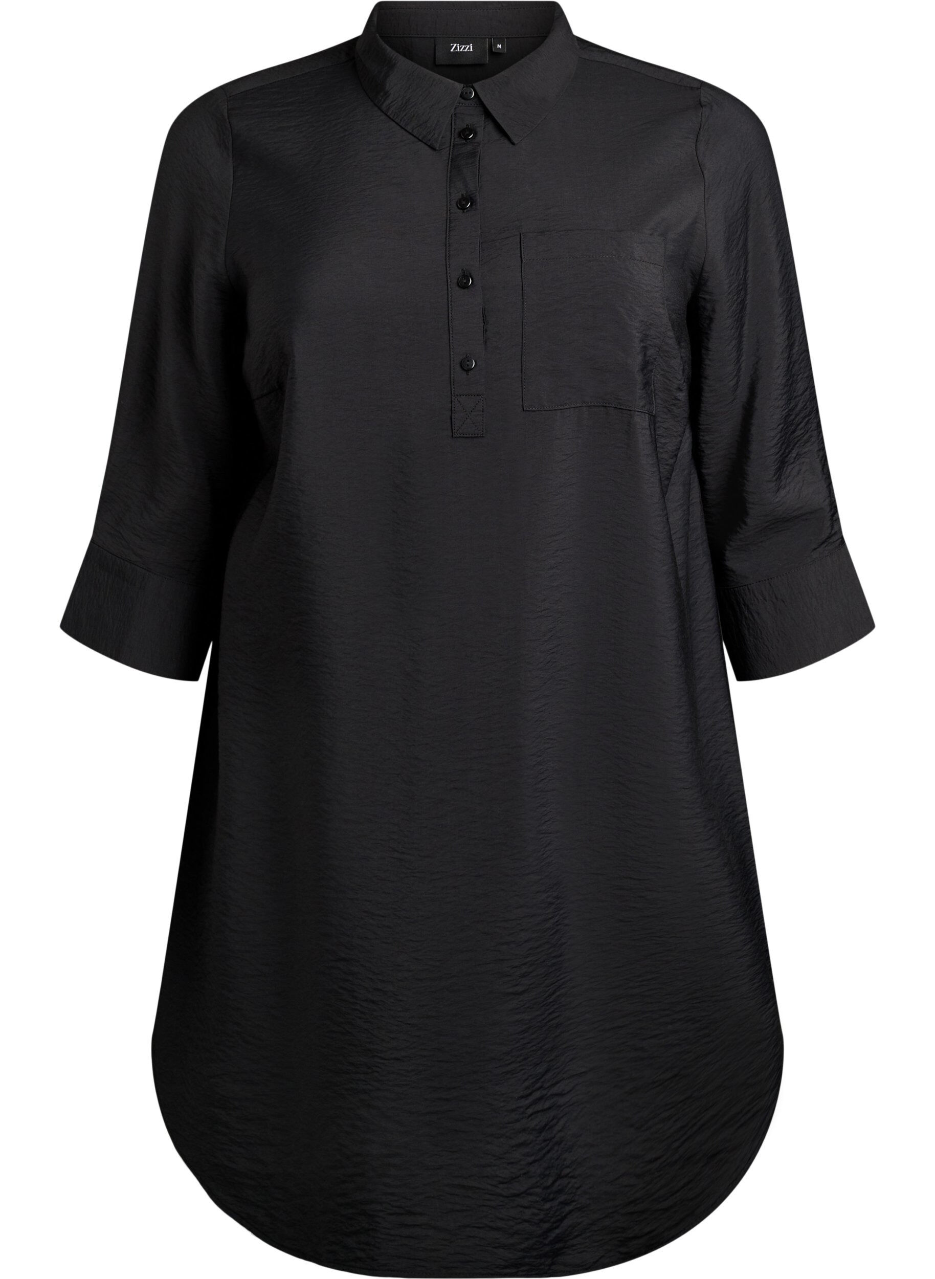 Kort kjole med krave og brystlomme