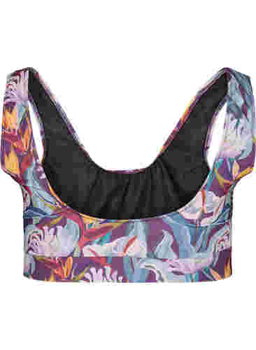 Printet bikini top med rund halsudskæring, Deep Tropical Print, Packshot image number 1