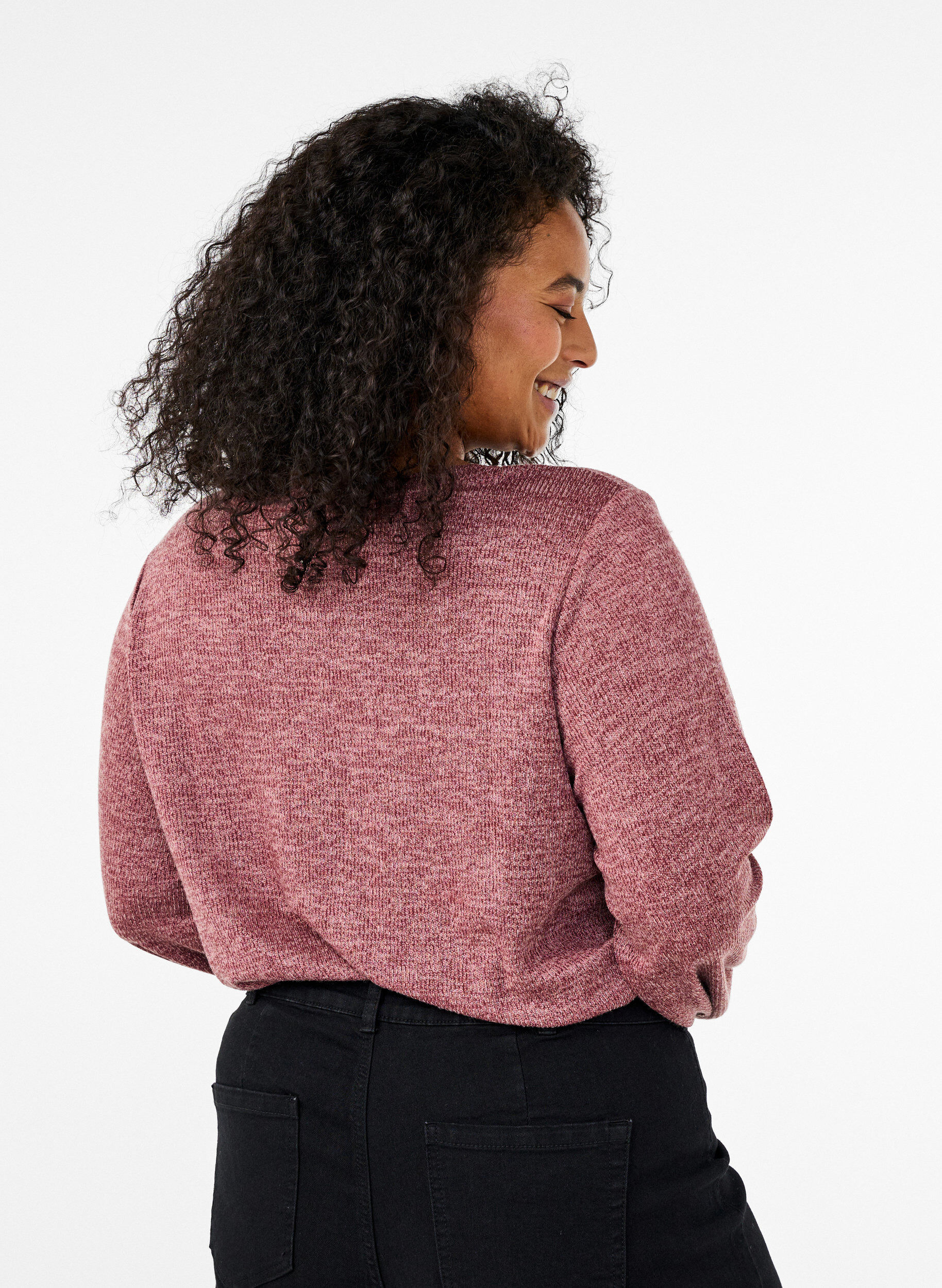 Zizzi FLASH - Jerseybluse med lange &aelig;rmer, Lyser&oslash;d, Model image number 2