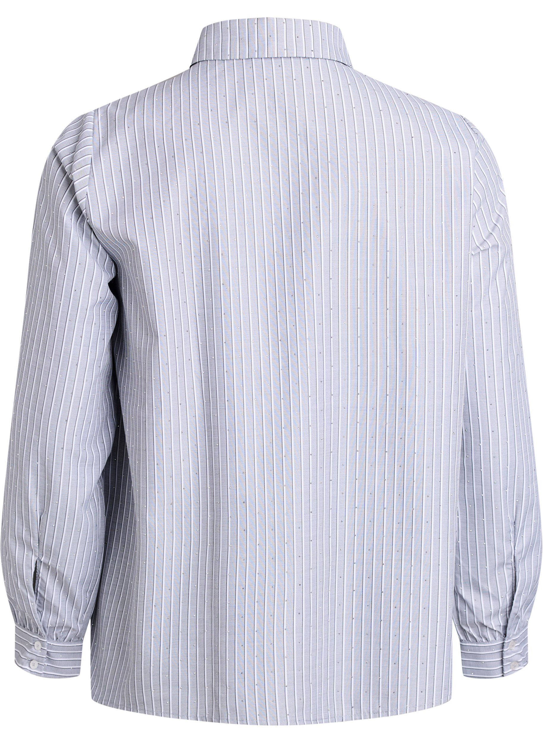 Zizzi Stribet skjorte med nitter, Sort, Packshot image number 1