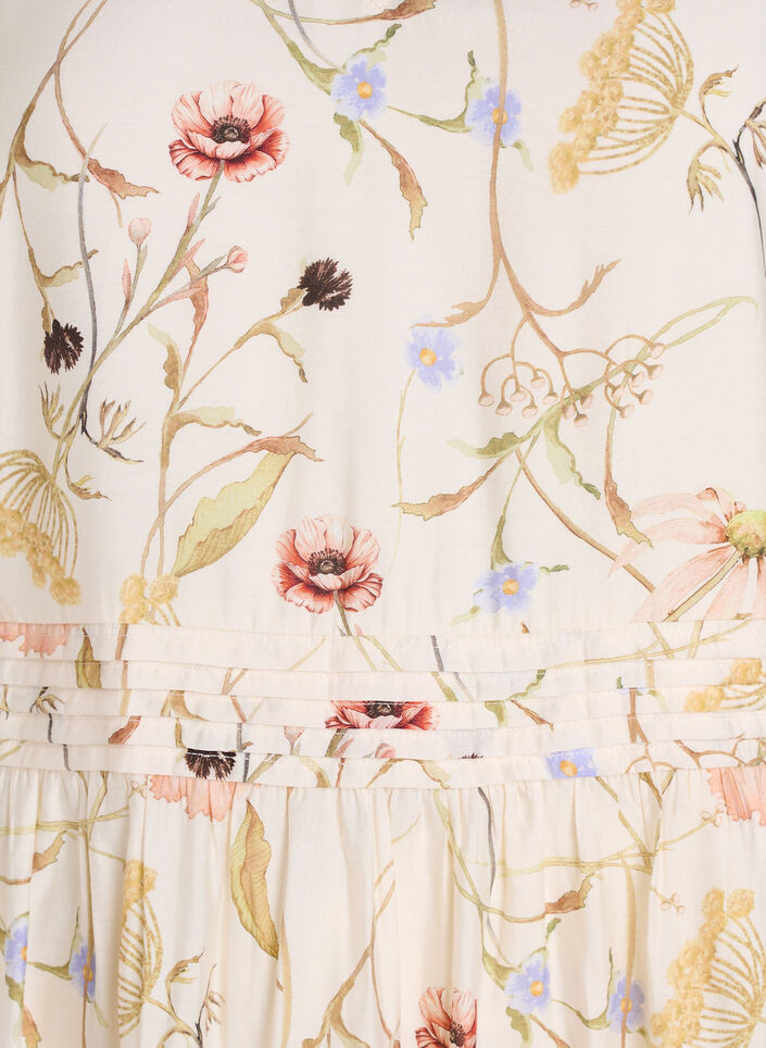 Blomstret midikjole med A-facon, Beige, Packshot image number 2