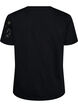 T-shirt i bomuld med blondeapplikationer, Sort, Packshot image number 1