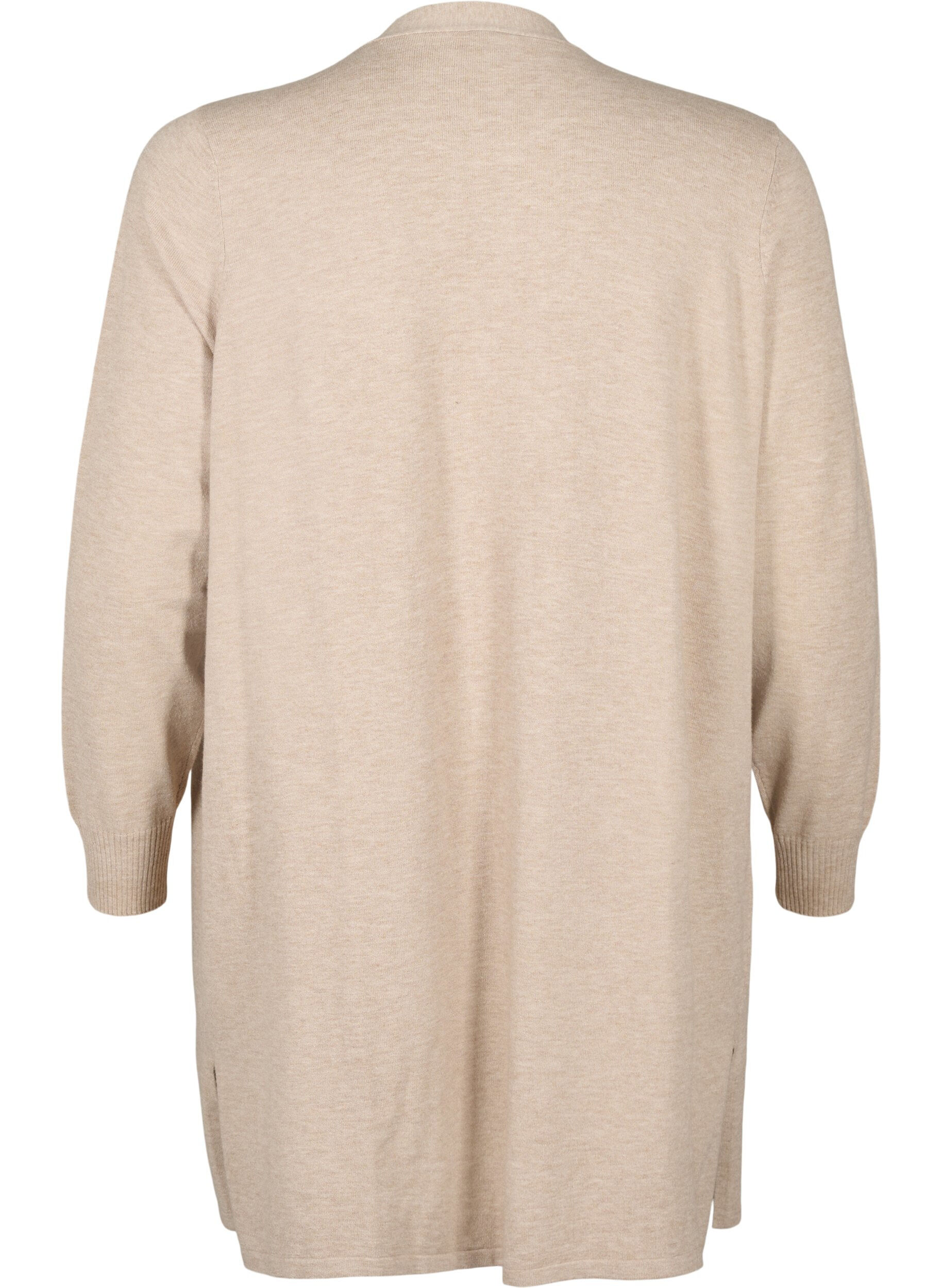 Zizzi Strikket cardigan med slids og rib, Simply Taupe Mel., Packshot image number 1