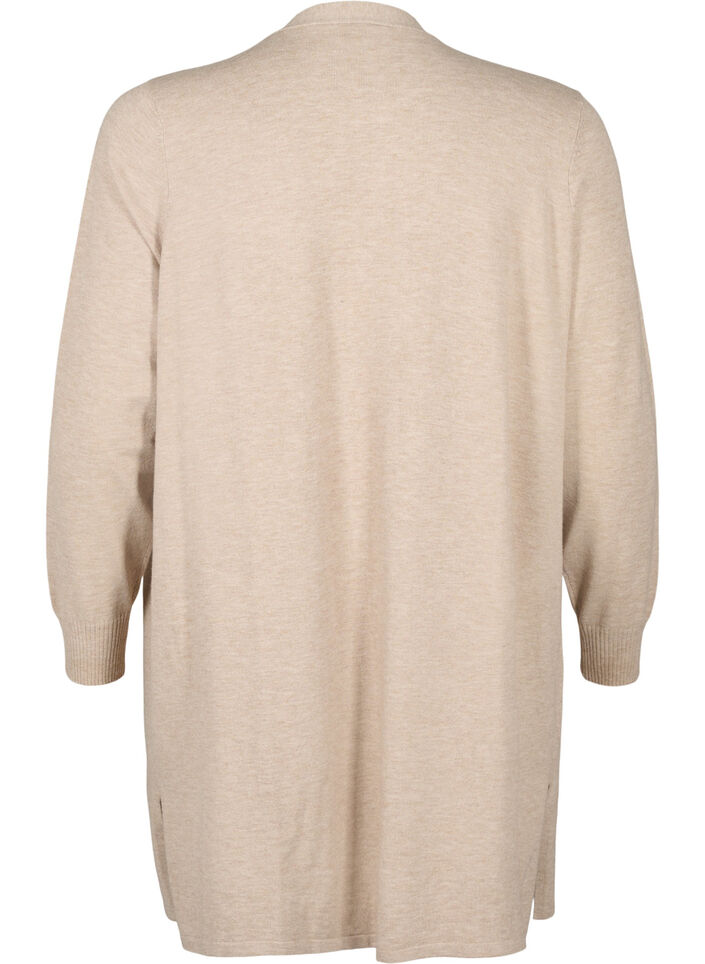Strikket cardigan med slids og rib, Simply Taupe Mel., Packshot image number 1
