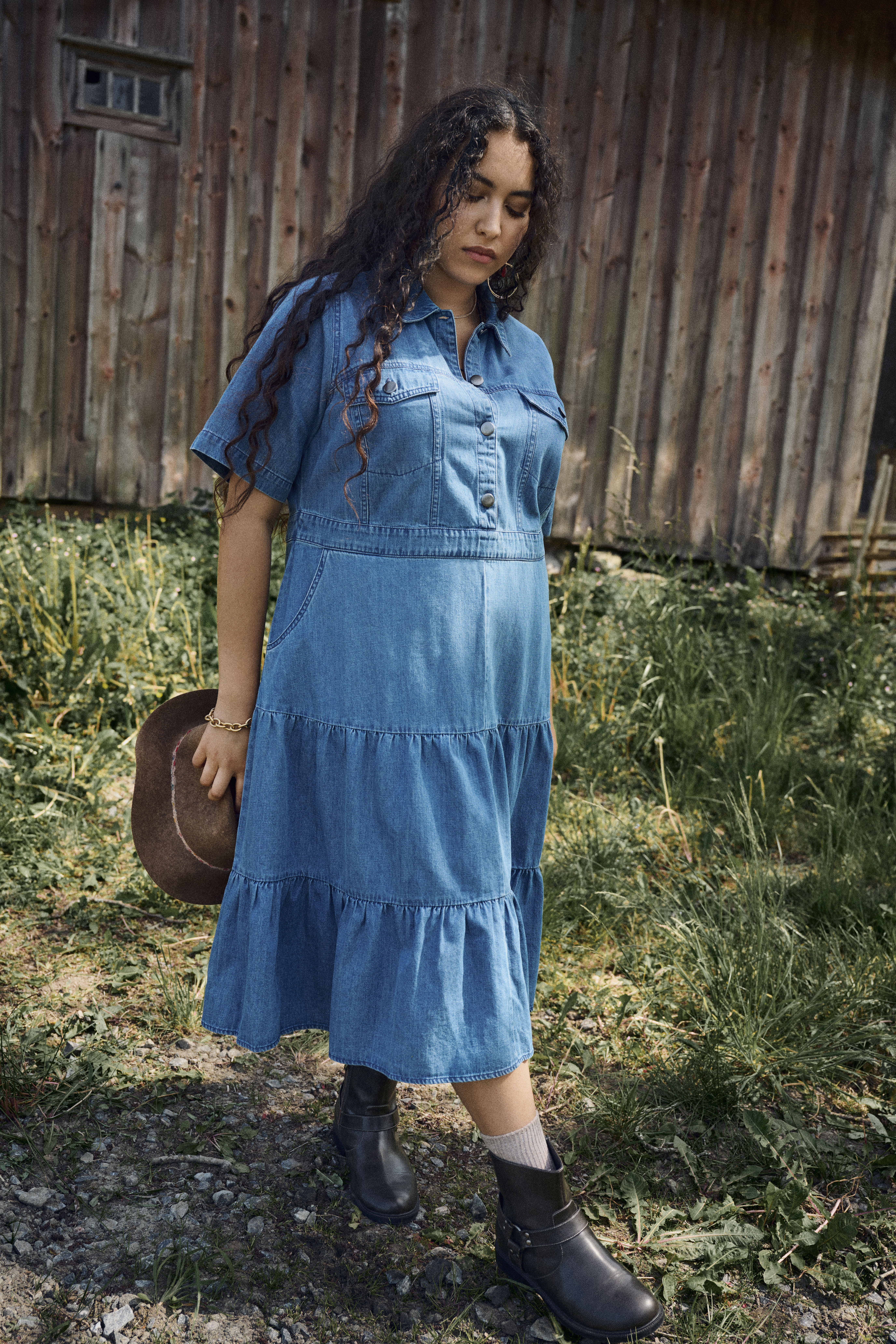 Zizzi Midi-kjole i denim, , Model