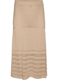 Strikket nederdel med hulm&oslash;nstre, Beige