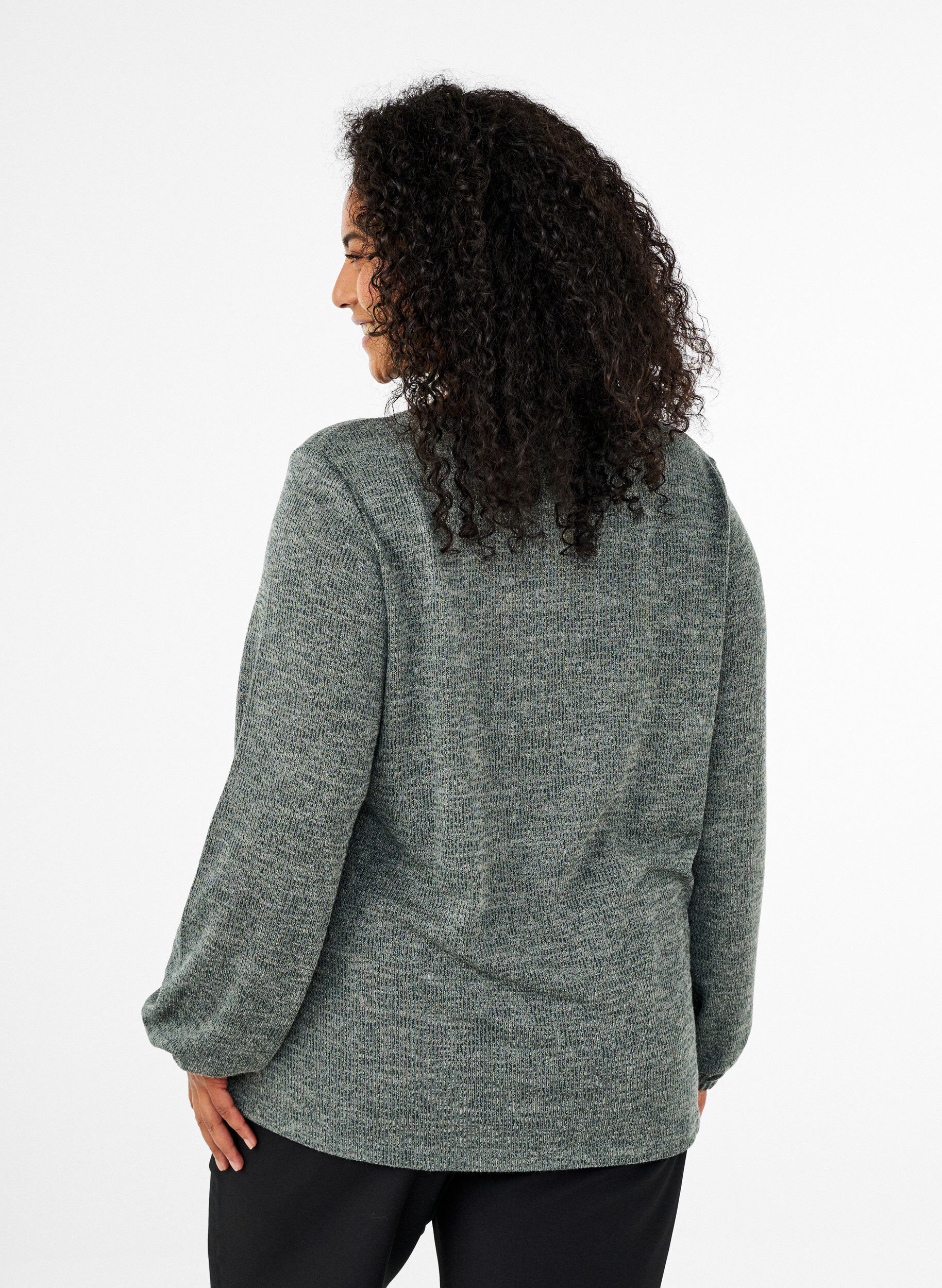 Zizzi FLASH - Jerseybluse med lange &aelig;rmer, Gr&oslash;n, Model image number 2