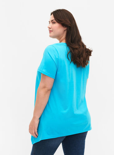 Bomulds t-shirt med korte ærmer, Blue Atoll Sunshine, Model image number 1
