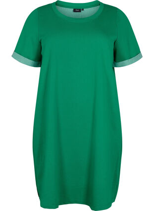 Sweatkjole med korte ærmer og slids, Jolly Green, Packshot image number 0