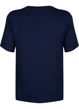 T-shirt i viskose med ribstruktur, Navy Blazer, Packshot image number 1