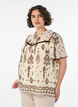 Bluse med m&oslash;nster og crochetb&aring;nd, Beige, Model image number 0