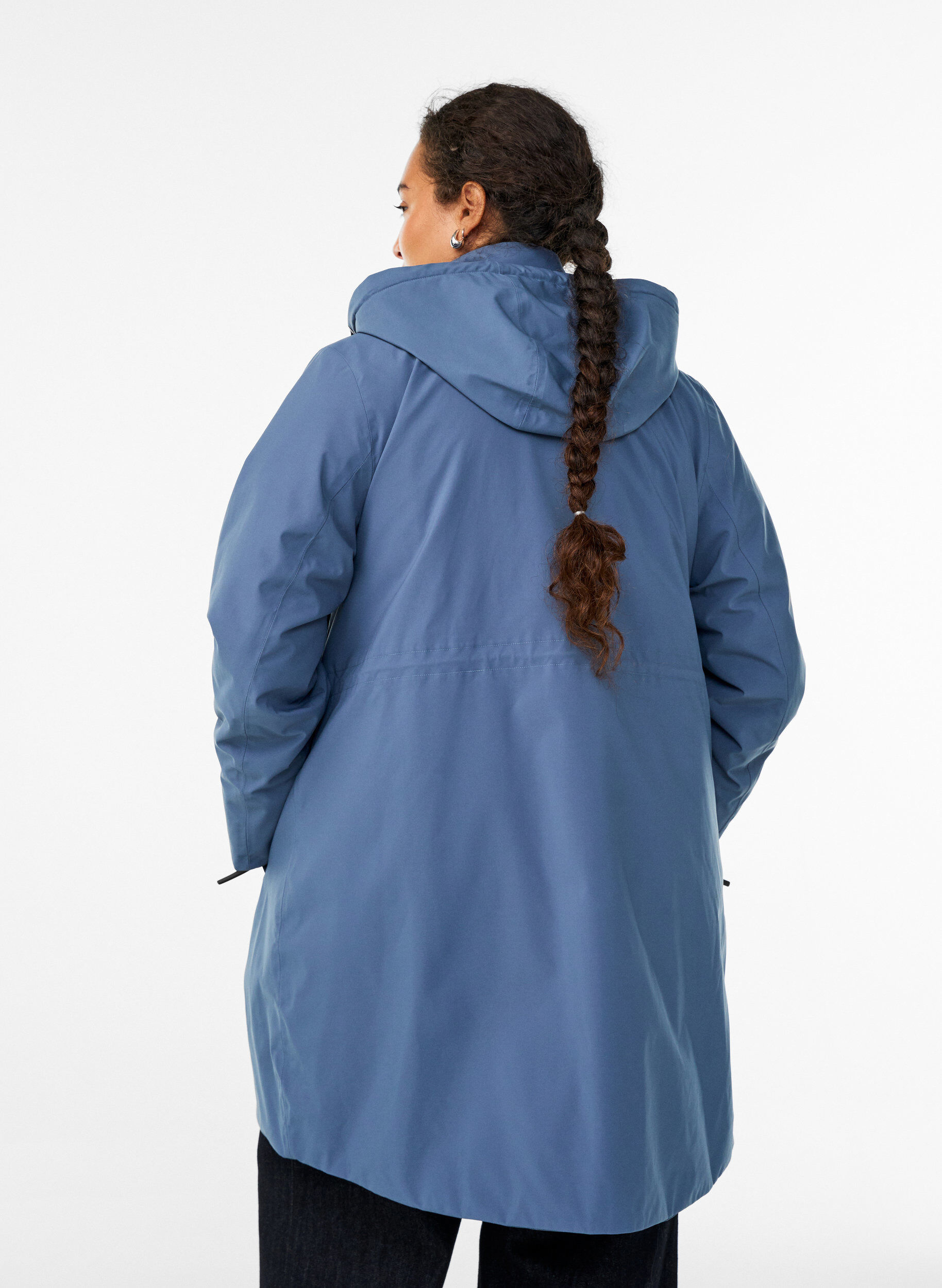 Zizzi Funktionel vatteret parka vinterjakke, Bl&aring;, Model image number 2
