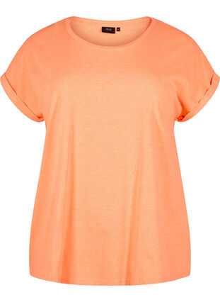Neonfarvet t-shirt i bomuld, Neon Coral, Packshot image number 0
